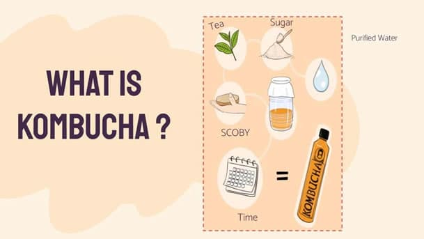 Botella de kombucha Bruja Sana servida